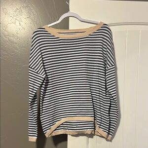 Striped Sweater with Beige Trim